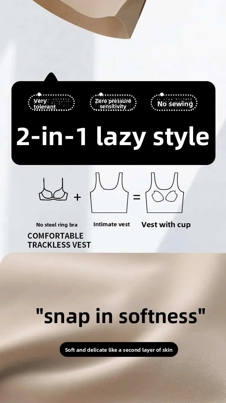 M-2XL Beautiful Back Sling Long Vest With Build-in Bra Women's Summer Fixed Cup Outer Wear Bottoming Top For 40-80kg