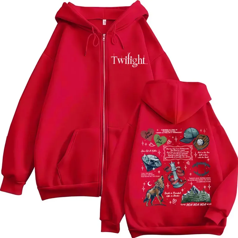 Movie Twilight Vampire Wolf Romance Zipper Hoodies Edward Cullen Men's Women Clothing Fashion Hip Hop Zip Up Hooded Sweatshirts
