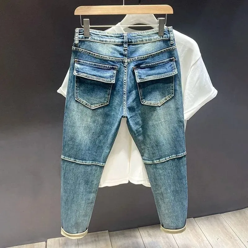 Spring and Autumn New Fashionable Solid Color American Retro Straight leg Jeans for Men's Casual Sports High quality Jeans 28-36