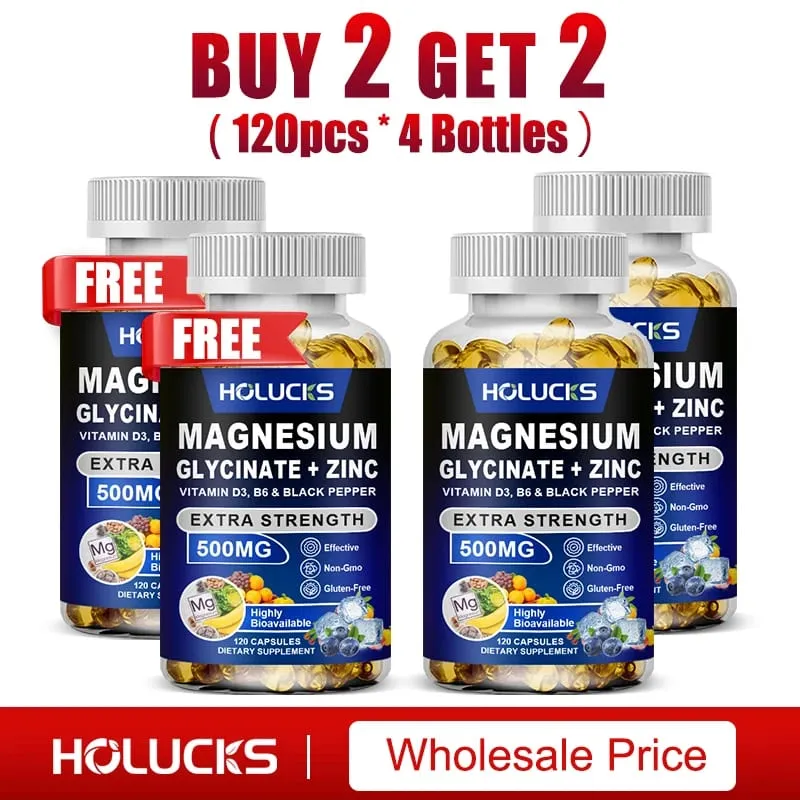 Magnesiumglycinaat en zinksupplement voor spiergewrichten Botenzymen en hartgezondheidsondersteuning Immuunontspanning Stemming