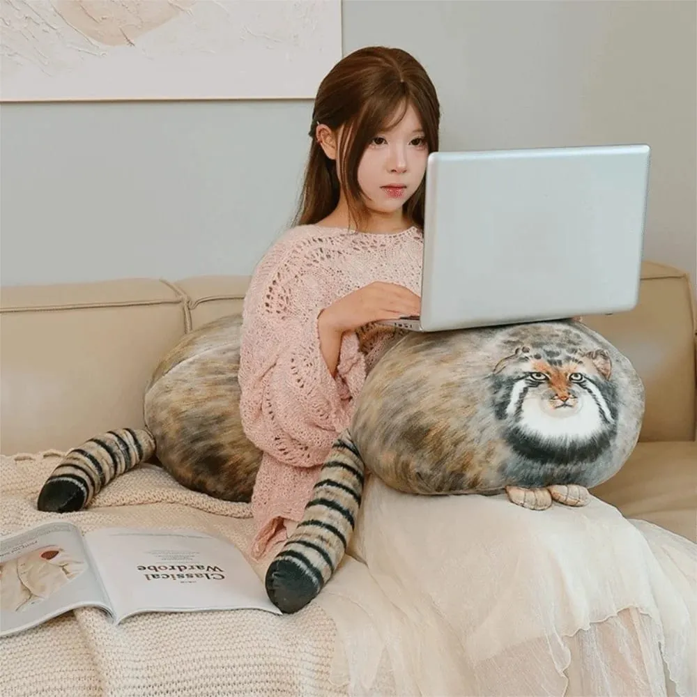 Fierce Looking Super Soft Cat Lifelike Huggable Stuffed Cat Pillow Stretchy Adorable Simulation Cat Pillow Sofa Decor