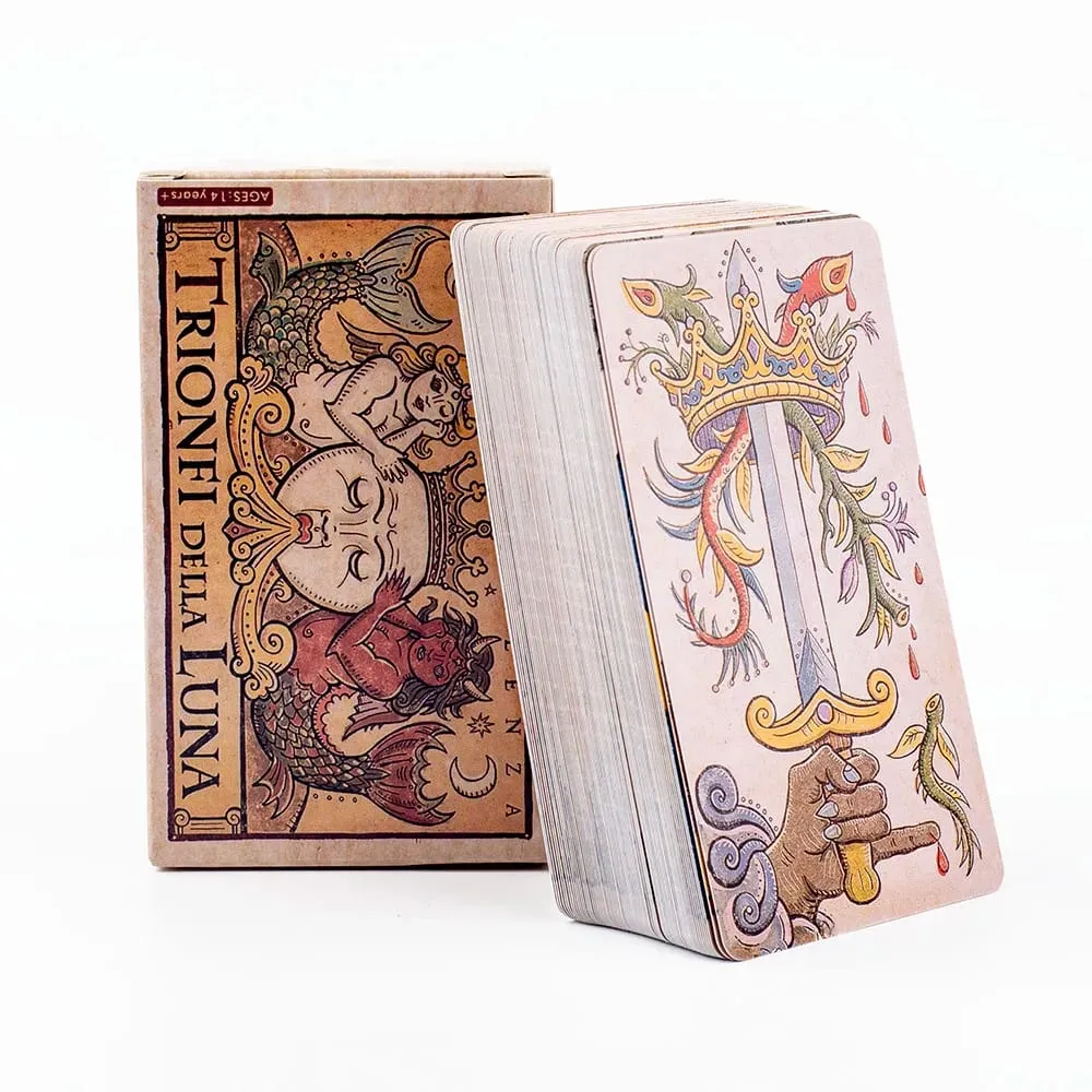 Trionfi Della Luna Tarot Cards Russian Visions 81Pcs Divination Fate Deck Board Game Card For Family Party 10.3*6Cm