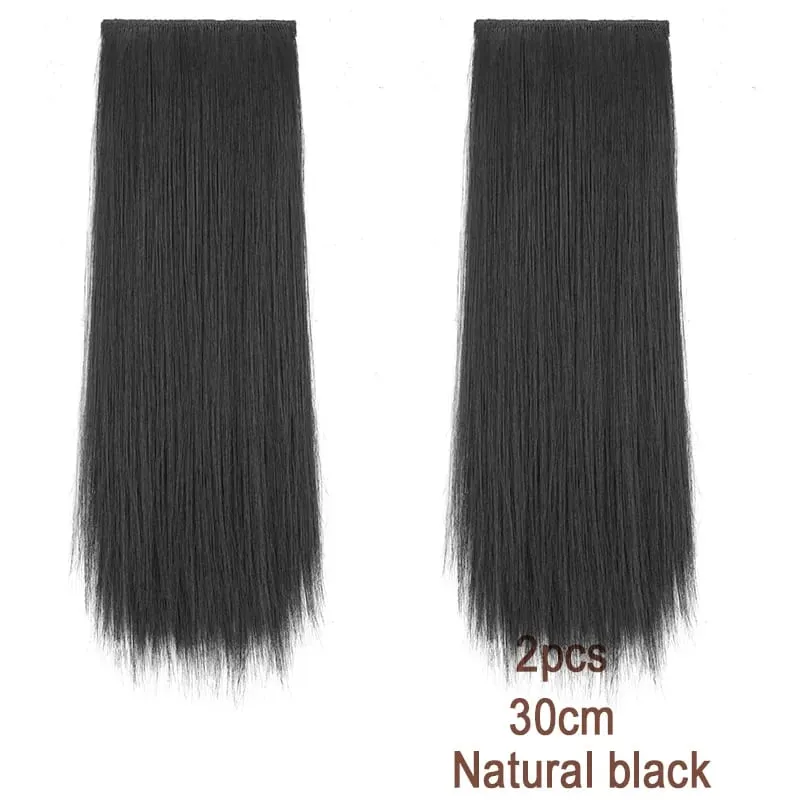 2pcs Synthetic Overhead Hair Clip Style Hair Invisible Extension Increases Hair Volume Hair The Top of Hairpiece for Women
