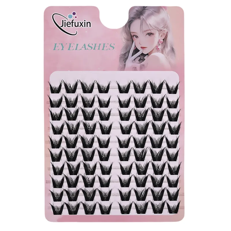 Tapered Thick Fox Eye Manga Cluster Lashes Jiefuxin Large Capacity Tray DIY Segmented Individual Self-Graft Lash Extensions