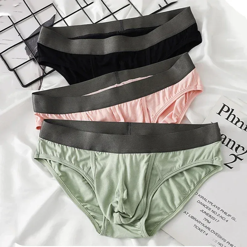 Men's Modal Briefs, Dual Separate Pouch Design, Ultra Thin Breathable High Stretch Underwear, Daily Comfort Wear