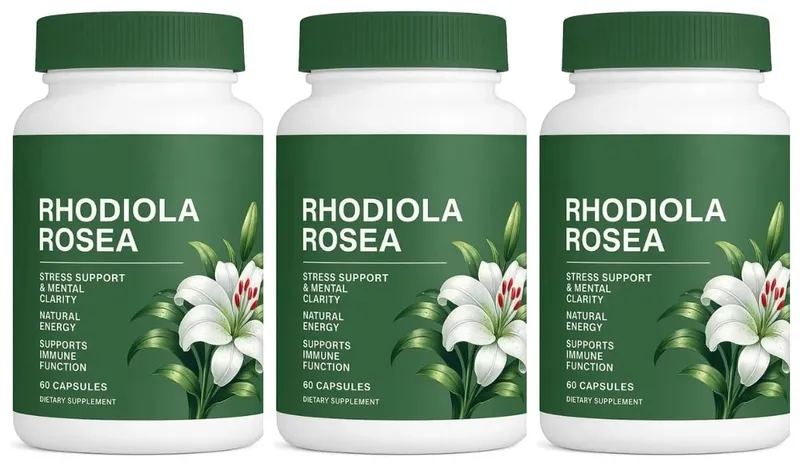 500mg Rhodiola Rosea Capsules Natural Herbaceous Plants Supplement for Daily Stress Support & Energy Balance 60 Count Per Bottle