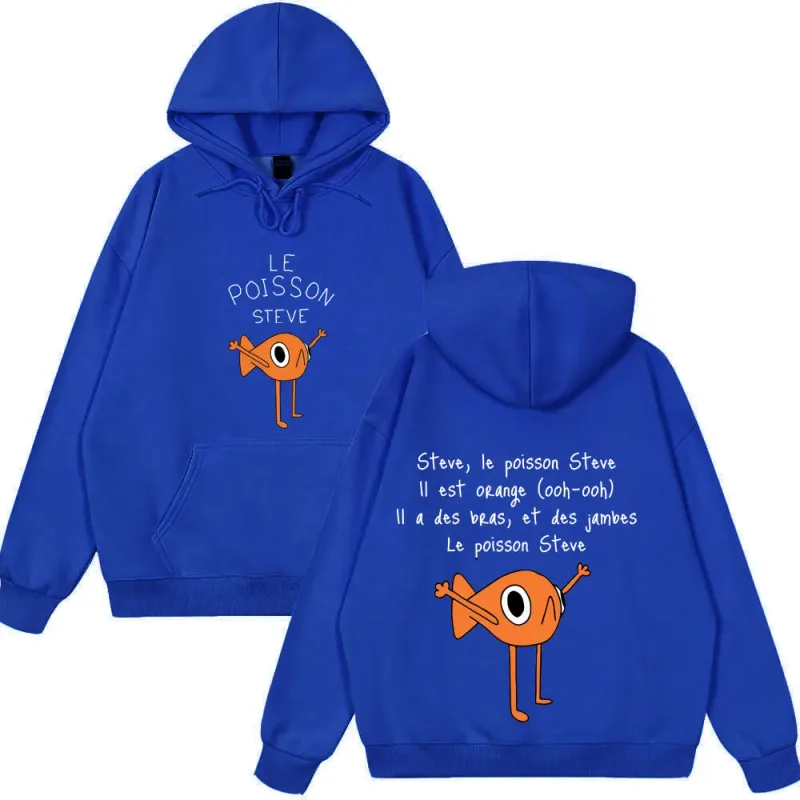 2025 Funny Fish Le Poisson Steve T Shirt Memes Cartoon Print Hoodies Spring Winter Style Fleece Hoodies Funny Couple Streetwears