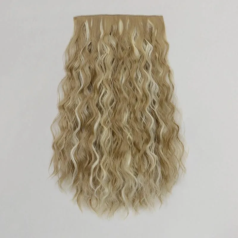 18Inch Synthetic One Piece 6 Clips Short Wavy Curly Clip-In Hair Extension Invisible Fulffy Black Brown Hairpiece for Women