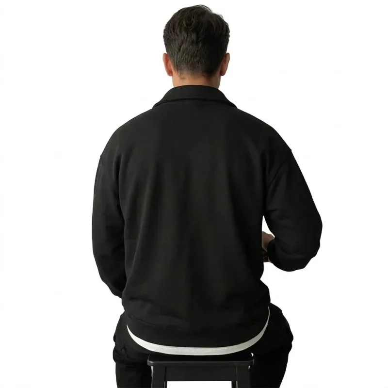 Men's Long Sleeve Half Zipper Sweatshirts Solid Pullover Luxury Zip Up Hoodies Casual Mens Coats Gym Man Quarter Zip Poleron — image 4