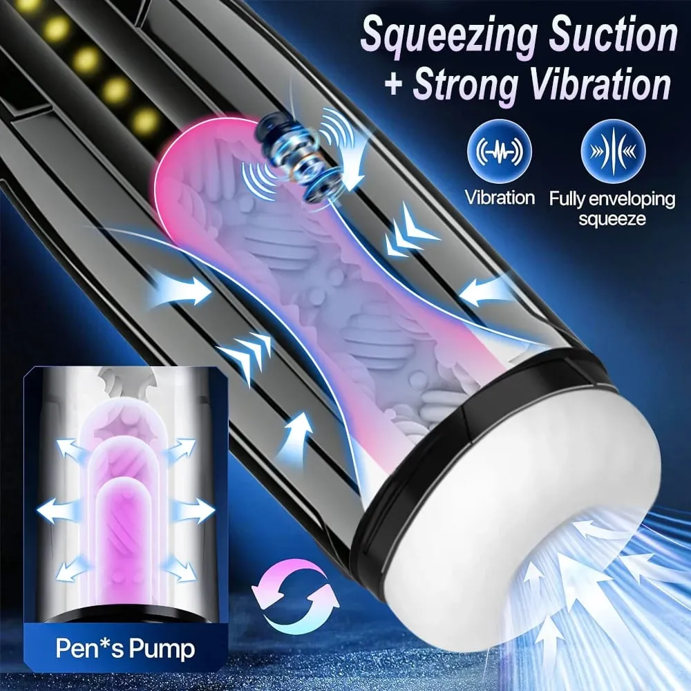 Automatic 3 IN 1 Masturbator Cup Enlargement Penis Pump Vacuum 10 Suction Thrusting Vibration Sex Toy For Men Adult Supplies