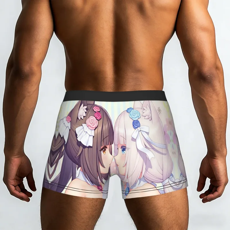 Anime N-Nekopara Chocola Vanilla Underwear Men Printed Game Boxer Briefs Shorts Panties Soft Underpants