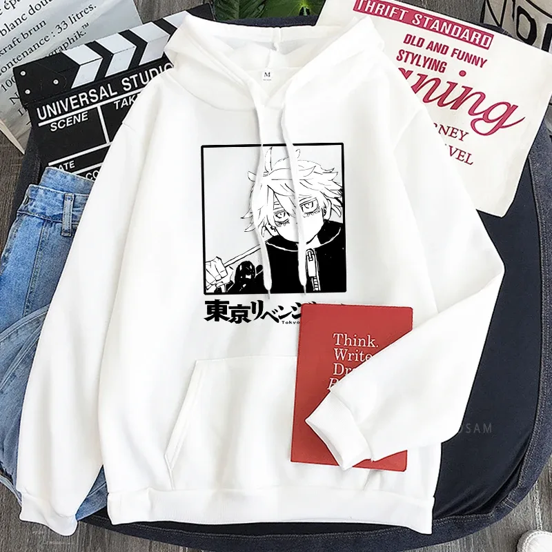 أنيمي طوكيو المنتقمون سنجو كاواراجي مانغا Kawaii غطاء رأس للجنسين عادية Harajuku الرجال النساء المرقعة كم طويل دافئ البلوز