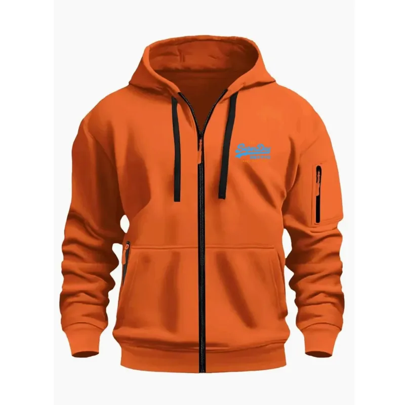 Men's Autumn Winter Hoodies Long Sleeve Sweatshirt Zipper Design Hooded Sweatshirt Men Sportswear Slim Fit Casual coat men tops