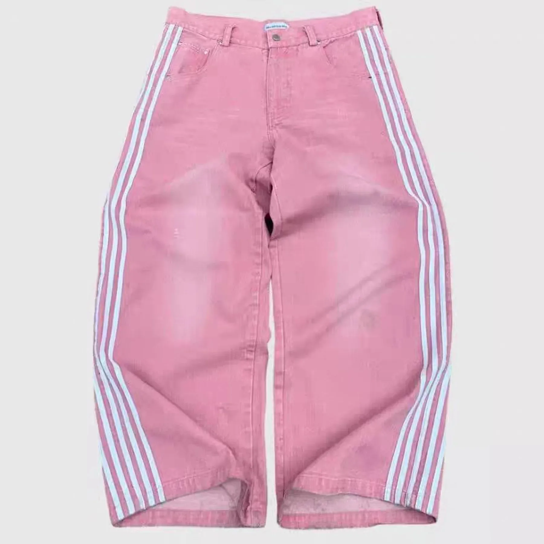 Y2K Striped Baggy Jeans Unisex Wide Leg Denim Pants Hip Hop Streetwear Casual High Quality Embroidered Jeans For Men Women
