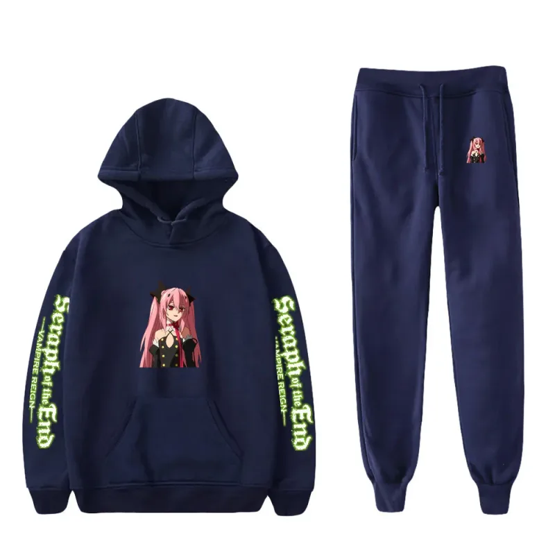 Harajuku confortable Seraph de la fin imprimé sweat-shirt pantalons de survêtement costume à capuche + pantalon costume garçons/filles 2 pièces ensemble vêtements