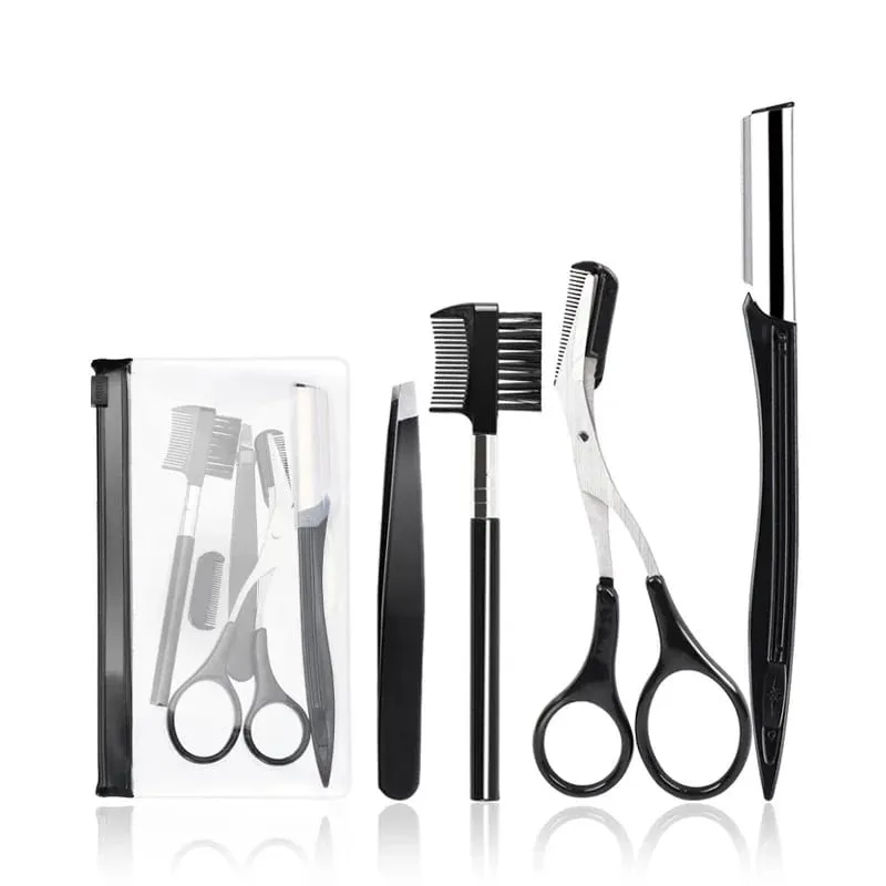 4/11/12 Pcs New Eyebrow Trimmer Set Scissors Tweezers Eyebrow Razor Scraping Eyebrow Comb Razor Eyebrow Clip Makeup Tools Sets