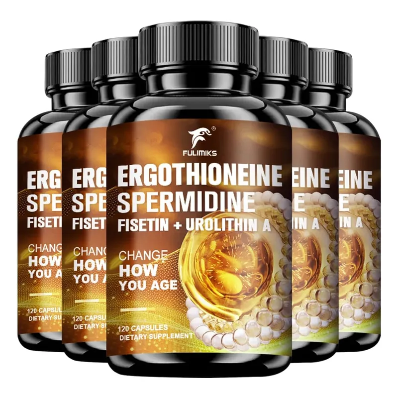 Ergothioneine & Spermidine Anti-Aging Capsules with Fisetin Urolithin A & PQQ Supports Cellular Health & Skin Rejuvenation