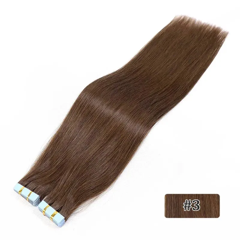 Tape In Hair Extensions Remy Human Hair Blonde Highlight Invisible Hair Extensions For Short Straight Hair 20Inch 20Pcs/Pack