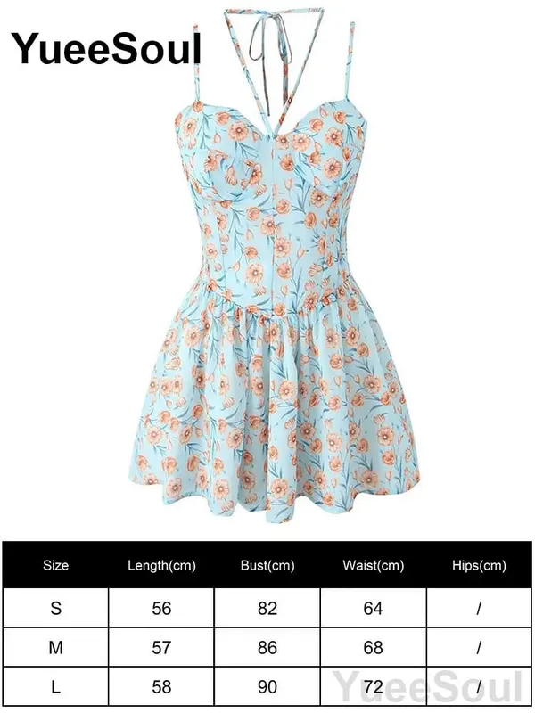 Blue Printed Mini Dress 2026 Summer New Elegant Party Birthday Evening Dresses Y2K Sweet Cute High Street Casual Women Dress