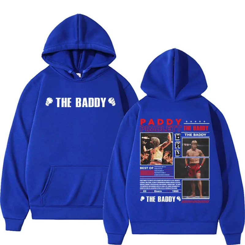 Paddy Pimblett The Baddy Retro Graphic Hoodies Men Women Fashion Violence Aesthetic Sweatshirt Fleece Casual High Quality Hooded