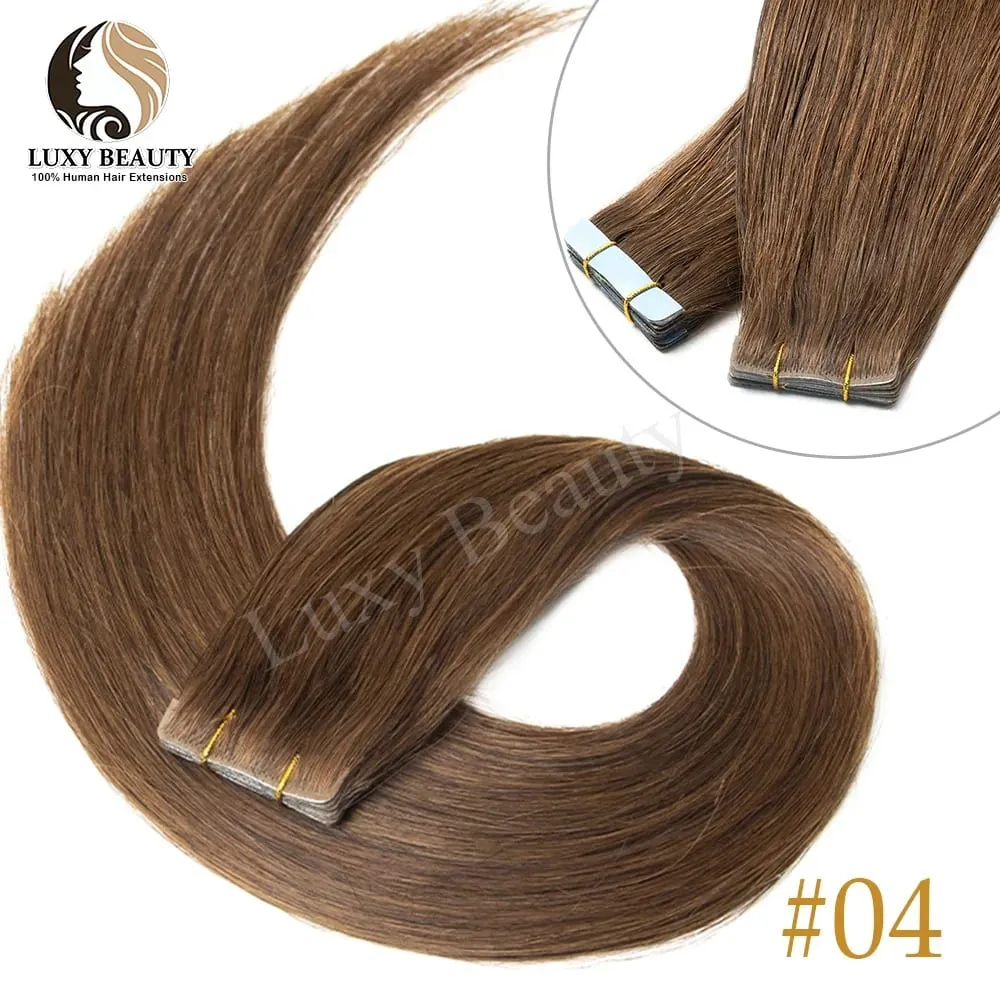 Invisible Tape In Hair Extensions Human Hair Double Side Injected PU Tape Hair Extensions Black Brown Blonde Tape Ins Hair 10pcs
