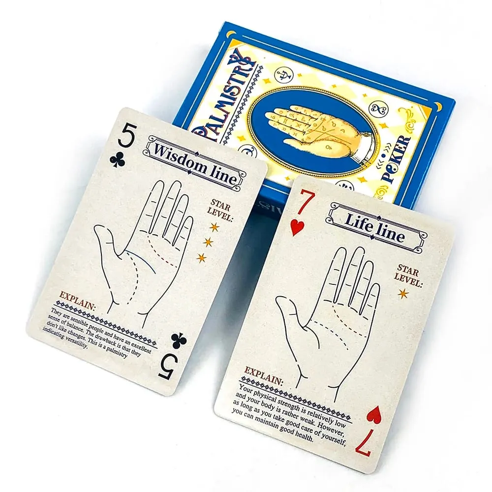 Palmistry Poker Cards Game 56 Cards Vintage Palm Reading Divination Poker Deck Mystic Fortune Telling Cards Board Game for Party
