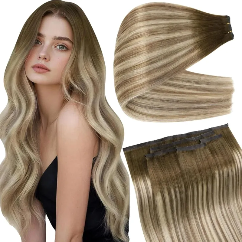 Full Shine Butterfly Weft Hair Extensions Pu Holes Weft Hair Extensions 100G 5Pcs Seamless Fit Full Head Add Length