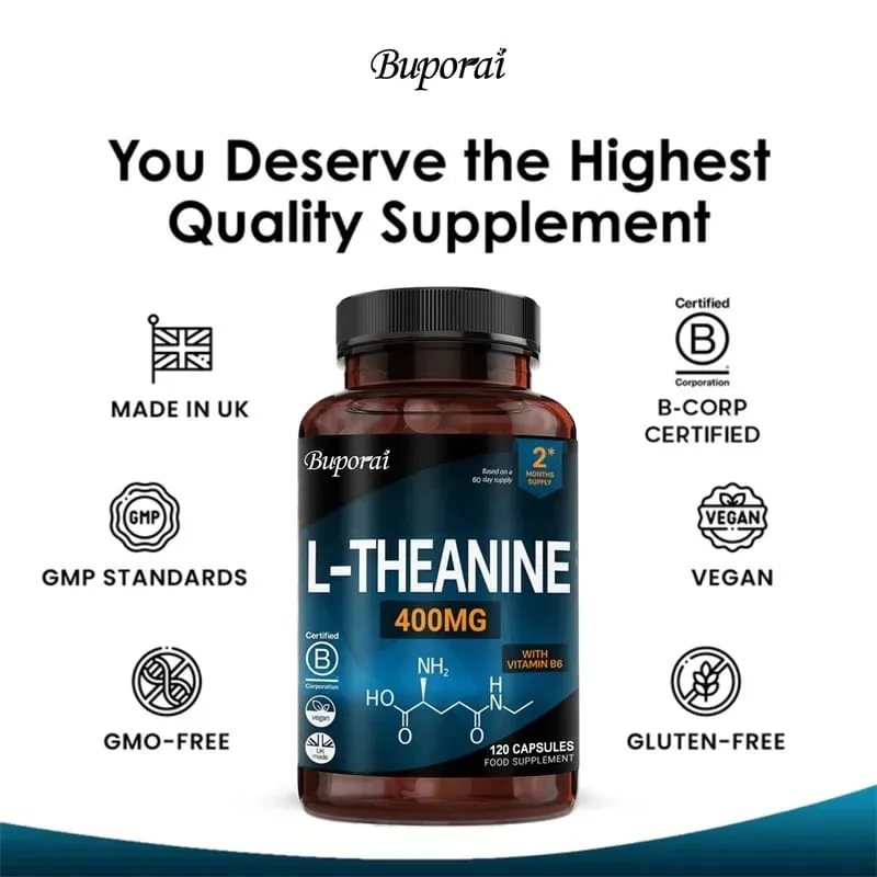 L-Theanine 400MG - Improve Mood and Reduce Anxiety Enhancing Concentration and Cognitive Function