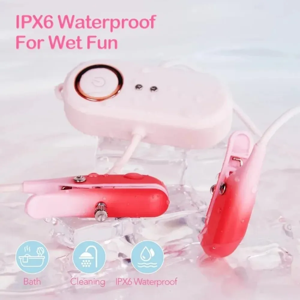 สีชมพูสวมใส่หัวนม CLAMP Vibrator สำหรับผู้หญิง 2 ใน 1 Clitoris CLAMP Stimulator ของเล่นสำหรับผู้ใหญ่คู่นวดอายุการใช้งานแบตเตอรี่ยาวนาน