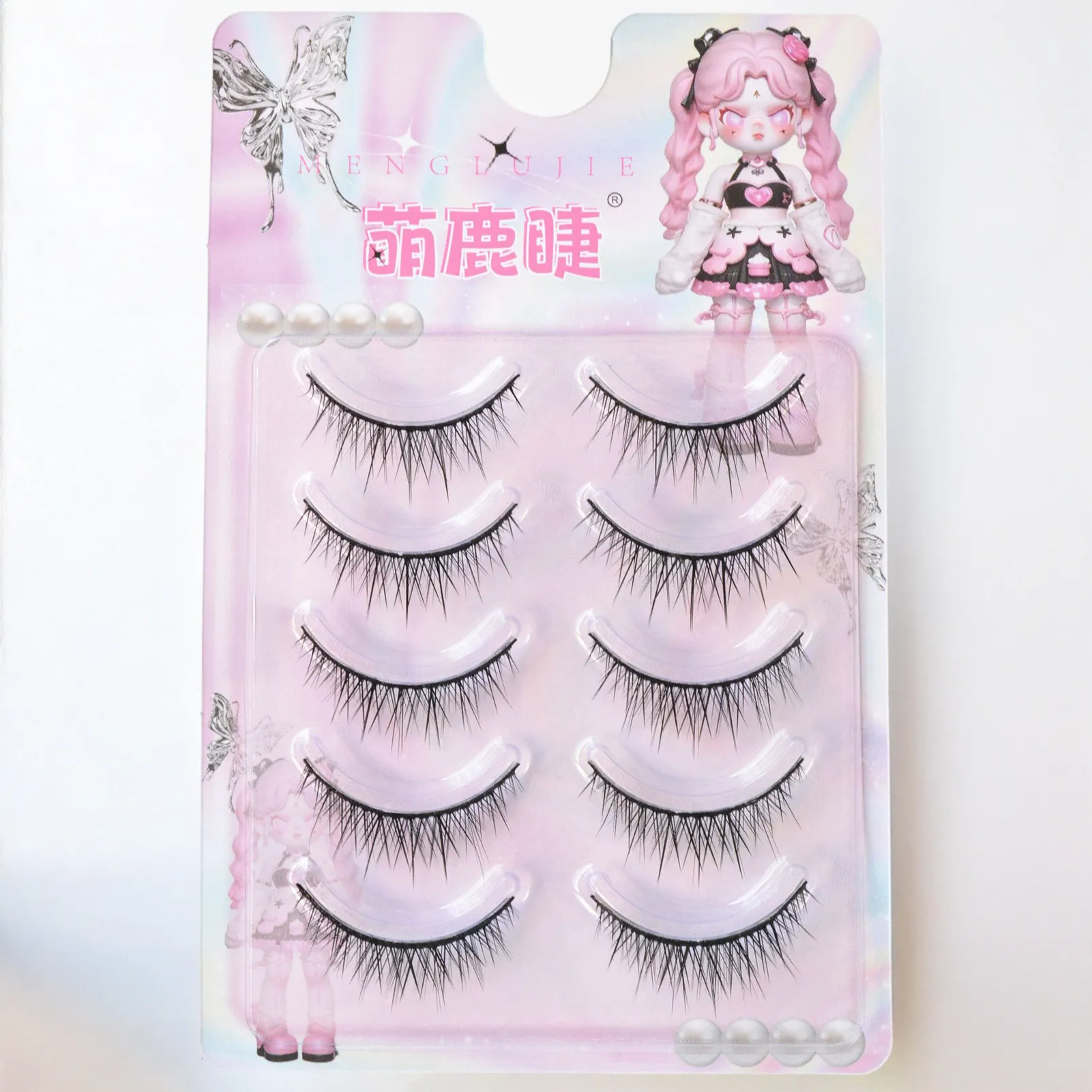 5 Pairs Korean Style Baby Straight Lashes Hard Band False Eyelashes Natural Fish Tail Design Fo Cosplay Daily Eye Lash Makeup