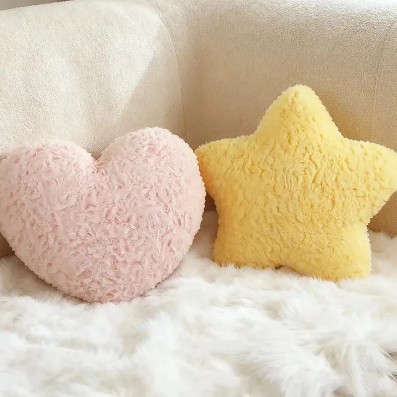Colorful Sky Pillow Stuffed Moon Star Heart Plush Cushion Sofa Chair Back Support Plushie Decoration Gift