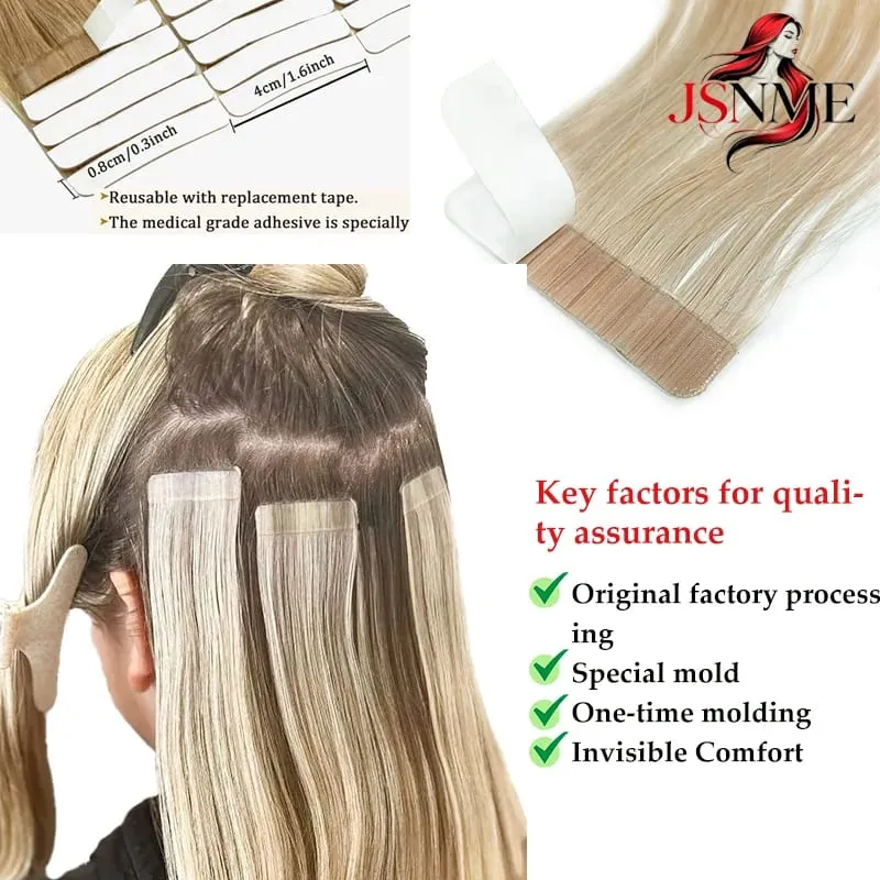 Straight Tape In Hair Extensions Invisible 100% Really Human Hair Tape Ins Black Brown Blonde 16-24 inch For Salon
