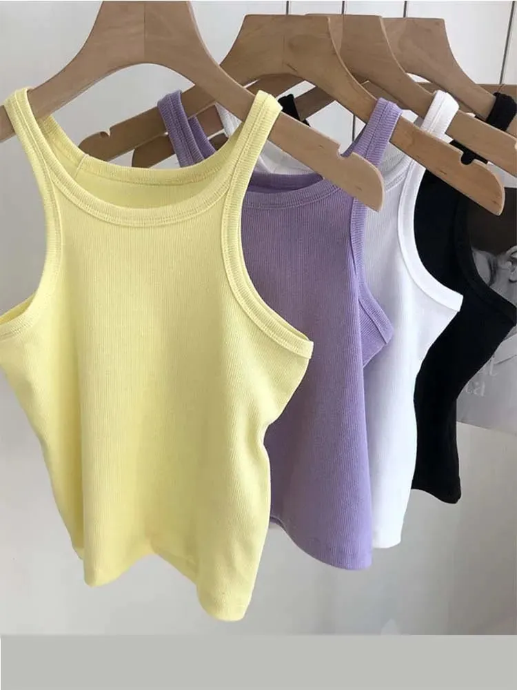 Débardeur court et Sexy pour femmes, Camisole d'été, noir et blanc, vêtements de Sport pour femmes, 2024