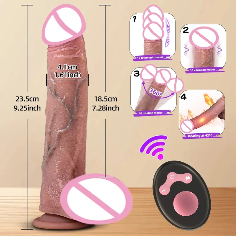 Vibrator Dildo Xxl Realistic Big Cock Telescopic Heated Spinning Penis Expansion Vibratory Massager Female Couple Sex Toys 18