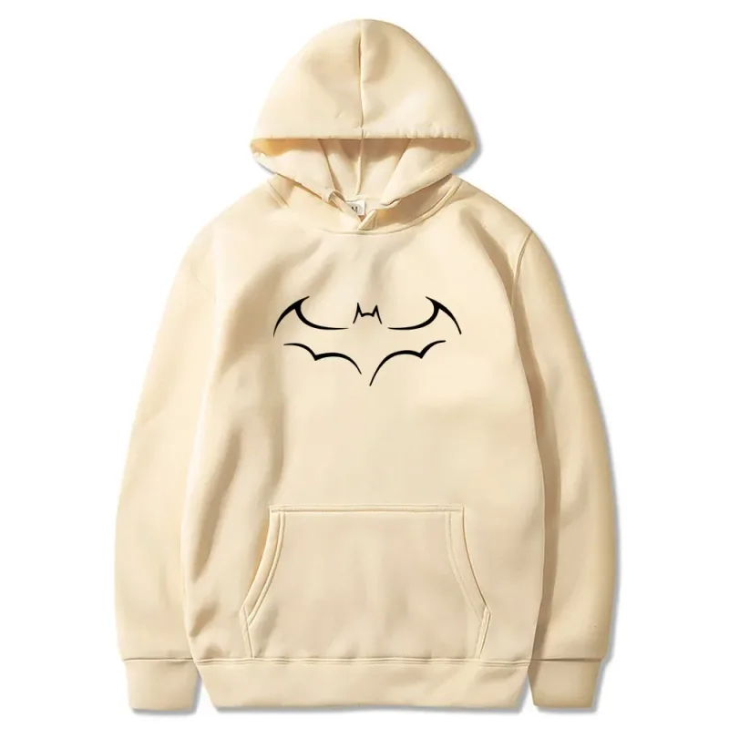 2026 New Spring and Autumn Men's Fashion Trend Personalized Bat Print Hoodie Loose Casual Top Hoodie Comfortable and Warm