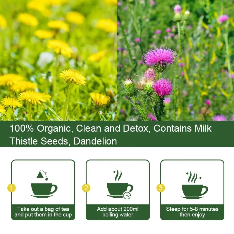Mulittea 100% Natural Liver Cleansing Detox Drink 6 IN 1 Herbal Formula Support Liver Function Health and Healthy Skin Whitening