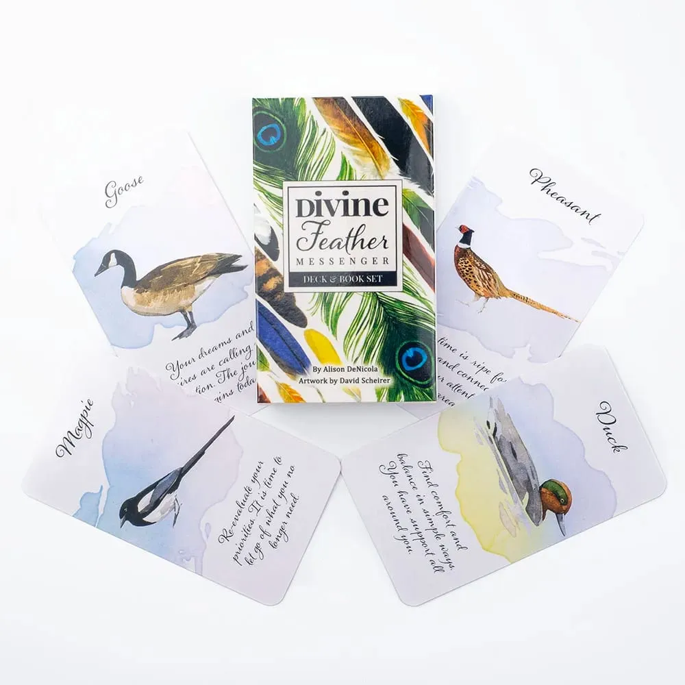 Divine Feather Messenger 44 Oracle Cards English Visions Divination Edition 10.3x6cm Deck with PDF Guide Book for Board Games & — image 1