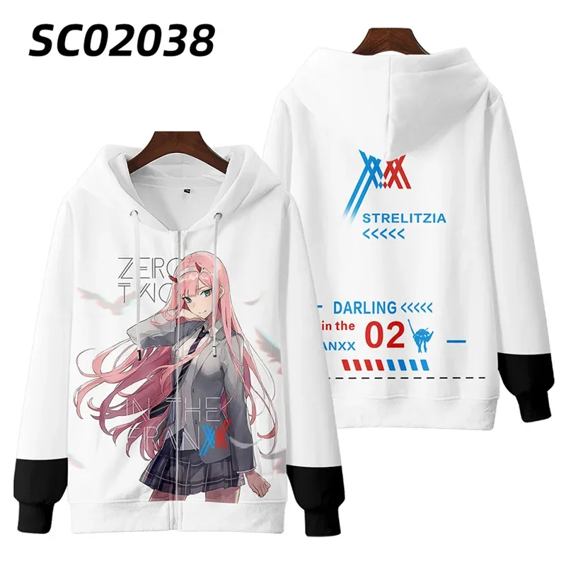 Hot Japan Anime Darling In The Franxx Cosplay Zipper Hoodies 3D Print Men Women Hip Hop Tracksuit Zipper Hoodie Men's Clothing