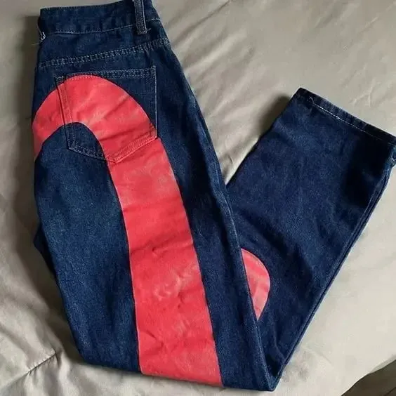 Jaren '90 Retro Y2K Nieuwe Hip Hop Rechte Jeans Straat Bestverkopende Gepersonaliseerde Bedrukking High Street Heren Casual Losse Jeans Paar