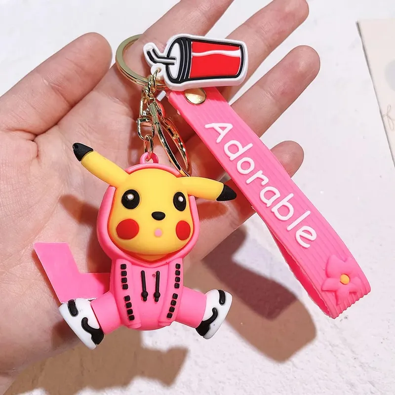 40 Style Wholesale Anime Pokémon Pikachu Eveen Keychain Cartoon Cute Charizard Keyring Student Backpack Car Key Chain Toys Gifts