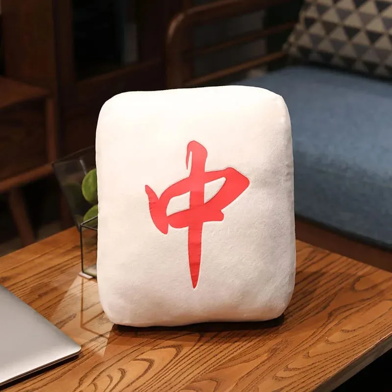 Creative Mahjong Pillow Cushion Chinese Plush Toy Car Chair Backrest Dice Funny Nap Sofa Home Decor Gift Accompanying Decoration