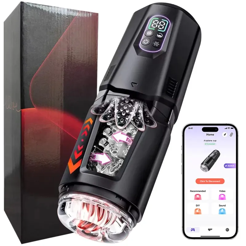 Male Sex Toys for Men with 7 S Vacuum Pump & 7 Thrusting Rotating Vibrating Sucking Licking LCD Adult Toys Mens Sex Toys