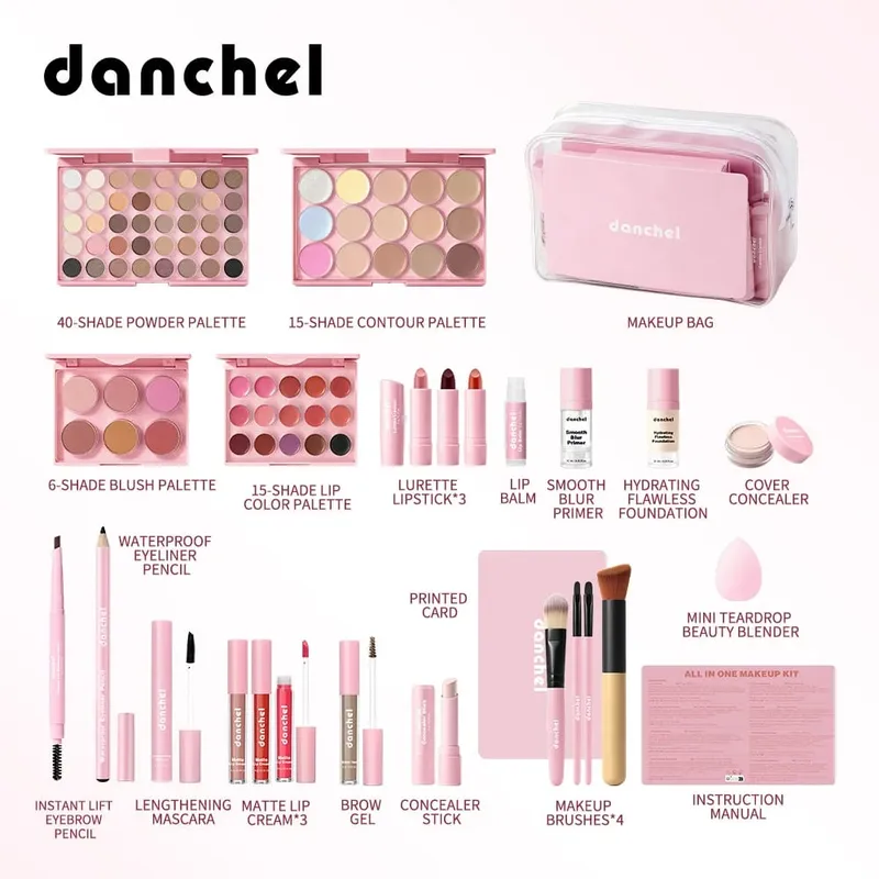 All in One Makeup Kit Buong Makeup Kit Regalo para sa Babae Teen Girl Eyeshadow Blush Foundation Primer Brush Lipstick Lipgloss Cosmeti