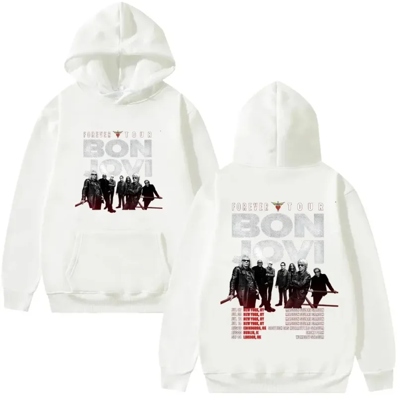 Bon Jovi Band Hoodies Bon Jovi Forever Tour Graphic Hoody Men Women Oversized Y2k Pullovers Fleece Warm Female Male Hoody Coats