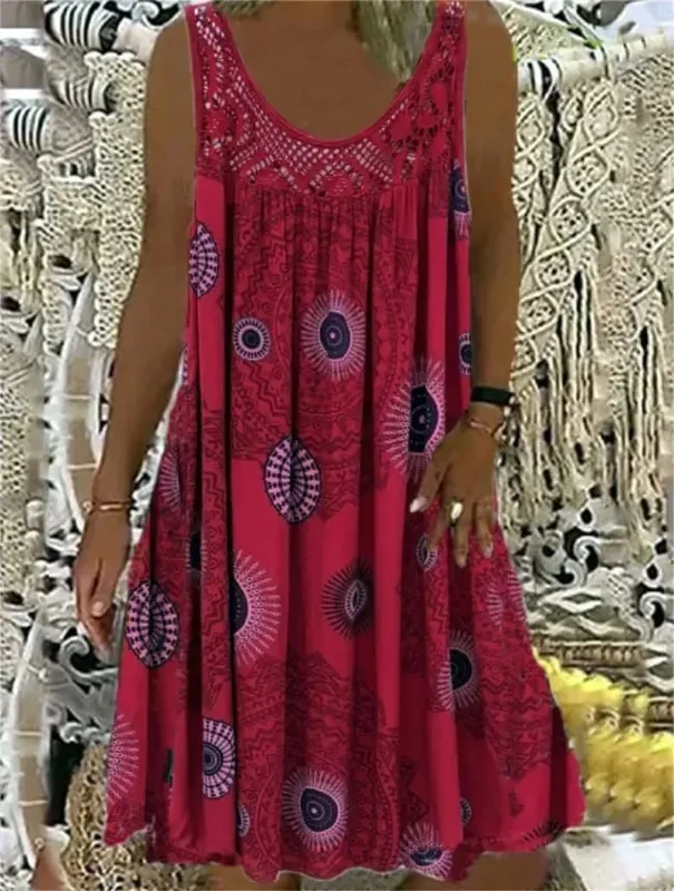 Women's S-5XL size Digital printed off shoulder sexy camisole loose fitting dress lace casual dress summer dress