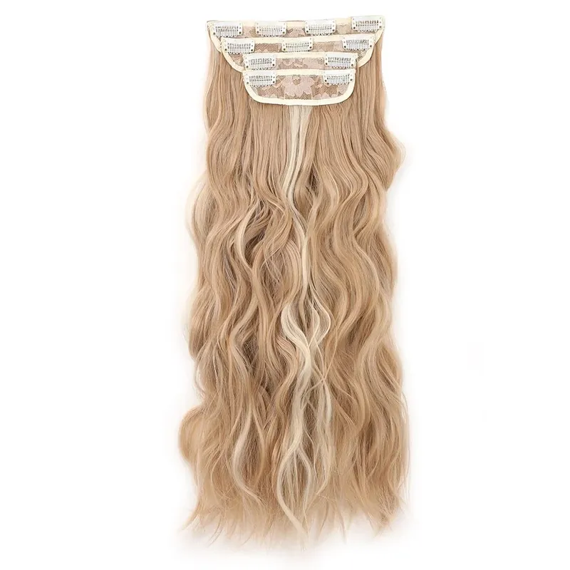 4Pcs/Set 16/20/24 Inch Synthetic Hair Clip In Long Wavy Thick Double Weft Hair Extensions Hairpieces For Women — image 15