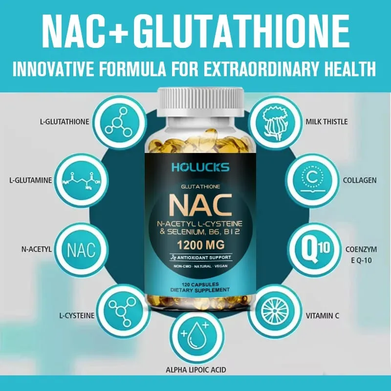 NAC Capsules 1200mg - תמיכה בבריאות העור אנרגיה סלולרית נוגד חמצון ניקוי רעלים שיפור חסינות שיפור עיכול