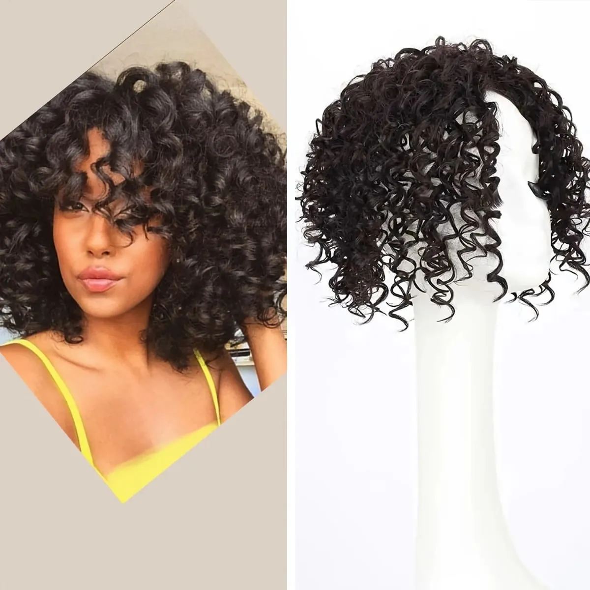 8inch Fluffy Natural Afro Kinky Curly Short Hair Toppers Hairpieces Clip-on Synthetic Hair Pieces for Women with Thinning Hair