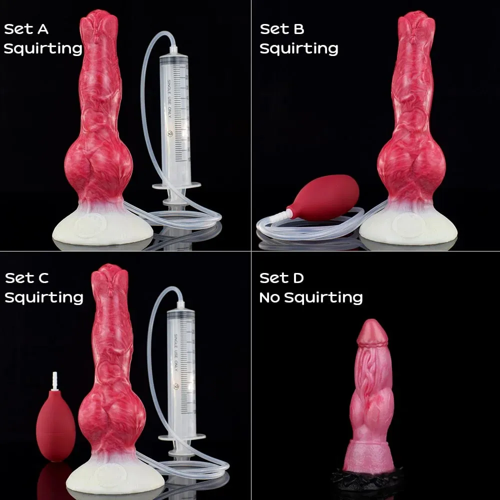 Squirting Realistic Dog Knot Dildo Colorful Fake Penis Silicone Anus Dilator Ejaculation 18+ Sex Toys For Women Men Adults