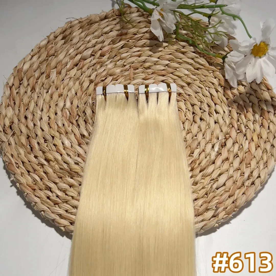Mini Tape Hair Extensions 18"-30" Machine Remy Skin Weft Adhesive Tape In 100% Human Hair Natural Black Brown Blonde Tape On